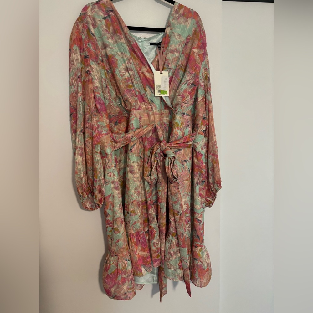 Floral Kimono Dress with Tie Waist